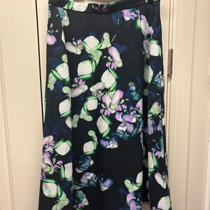 Banana Republic Black Floral Midi Skirt
